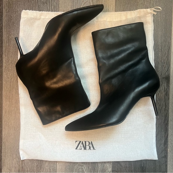 NWT ZARA Stiletto Heel Booties - Black - Picture 4 of 5